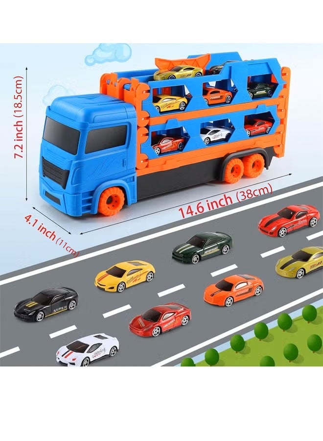 Kids Truck Car Toys,Dinosaur Truck Toddler Toys ,Child Dinosaur Devours Rail Car, Foldable Car Race Track with 8 Metal Cars, Dinosaur Swallowing car, Ejection Slide Track Storage Alloy Car,Foldable Children's Educational Toy Car, Toddler Car Toys Set for 3+Years Old Kids Boys Girls - Image 2
