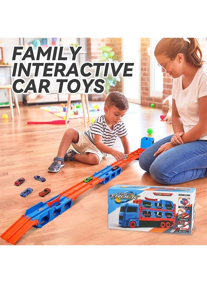 Kids Truck Car Toys,Dinosaur Truck Toddler Toys ,Child Dinosaur Devours Rail Car, Foldable Car Race Track with 8 Metal Cars, Dinosaur Swallowing car, Ejection Slide Track Storage Alloy Car,Foldable Children's Educational Toy Car, Toddler Car Toys Set for 3+Years Old Kids Boys Girls - Image 4