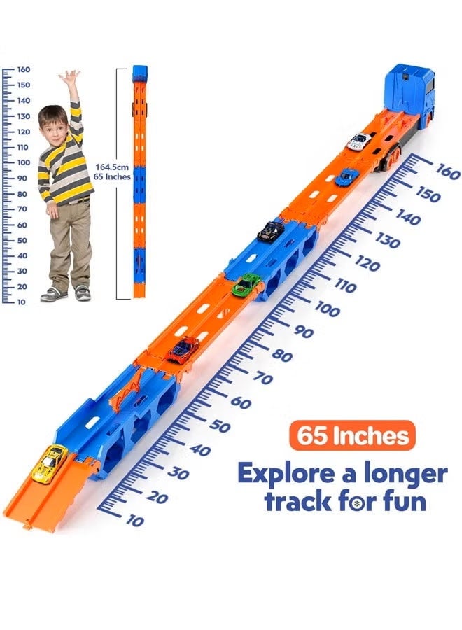 Kids Truck Car Toys,Dinosaur Truck Toddler Toys ,Child Dinosaur Devours Rail Car, Foldable Car Race Track with 8 Metal Cars, Dinosaur Swallowing car, Ejection Slide Track Storage Alloy Car,Foldable Children's Educational Toy Car, Toddler Car Toys Set for 3+Years Old Kids Boys Girls - Image 3