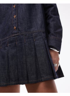 TOPSHOP Long Sleeve Pleat Shirt Dress  - Image 3