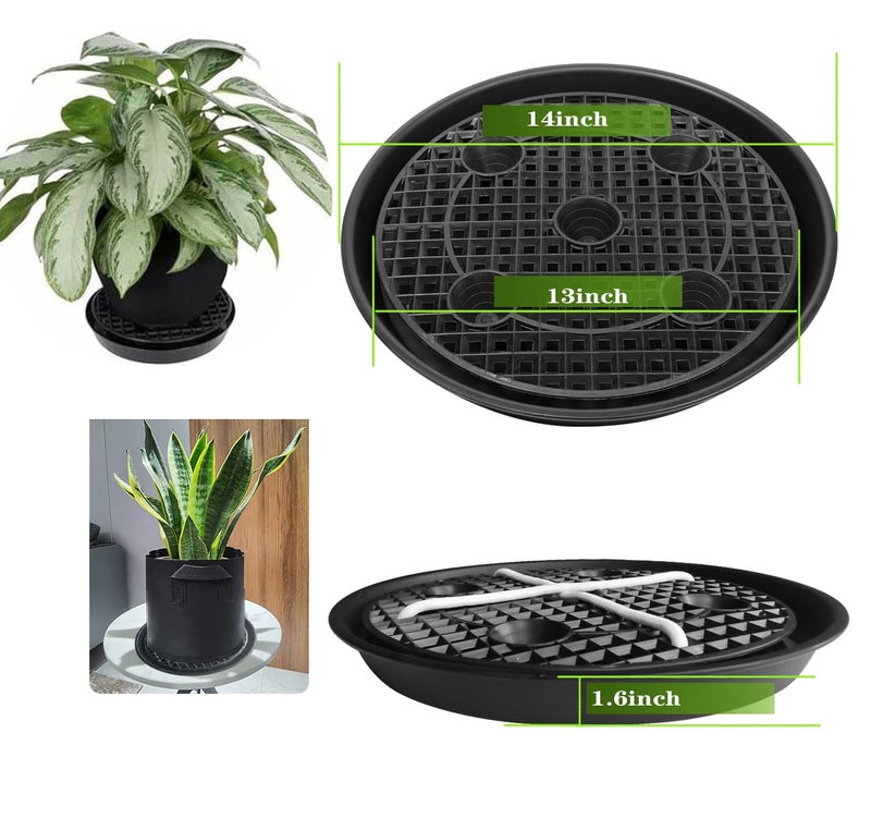 NIMYAU Plastic Plant Saucer Stand,4-Pack 14 inch, Elevated Plant Saucer Self-Watering Fabric Pot Base, Use Nonwoven Grow Bags, Plant Saucers Flower Pot Tray for Indoor-Outdoo and Grow Tents Greenhouses - Image 2