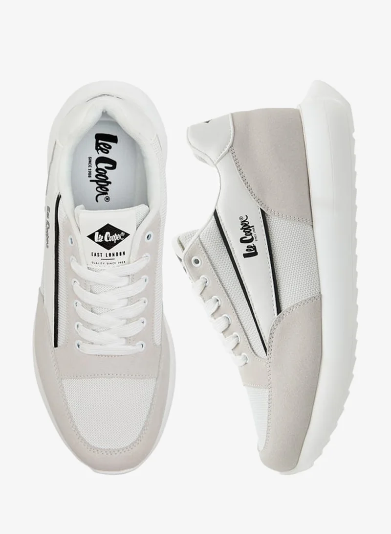 Lee Cooper Men's Logo Print Panelled Lace-Up Sneakers