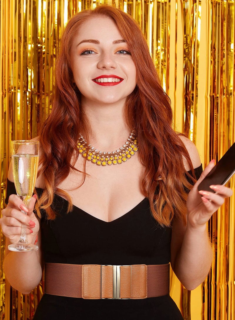 أحزمة جلدية مرنة أنيقة عتيقة للنساء مجموعة 3 قطع للجينز والفساتين والسراويل حزام خصر عريض مرن للملابس المسائية لتشكيل المنحنيات - Image 5