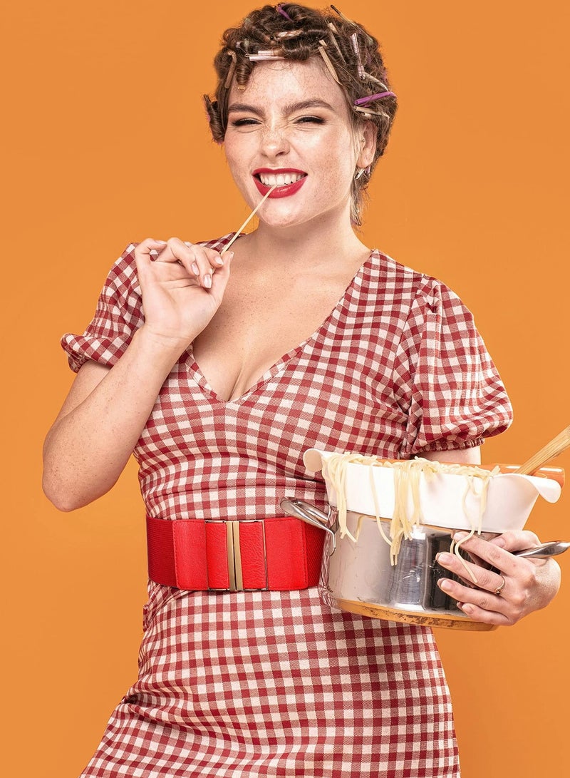 أحزمة جلدية مرنة أنيقة عتيقة للنساء مجموعة 3 قطع للجينز والفساتين والسراويل حزام خصر عريض مرن للملابس المسائية لتشكيل المنحنيات - Image 4