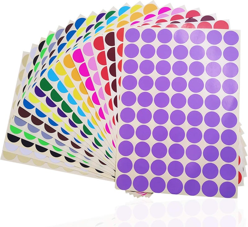 SourceTon 2800 Pcs 3/4 Round Coding Circle Dot Labels, 20 Colors Neon Color Coding Dots Round Stickers - Image 1