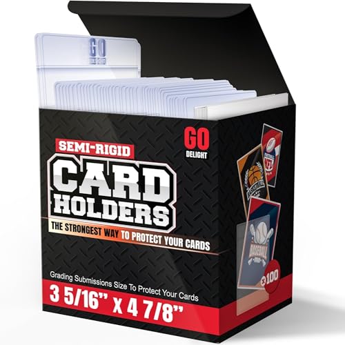 GO DELIGHT Semi Rigid Card Holders for PSA SGC BGS CSG Grading 200 Bundle Baseball Card Sleeves 100 Card Holders for Trading Cards 100 Soft Sleeves 3516 x 478 with 12 Lip - Image 1