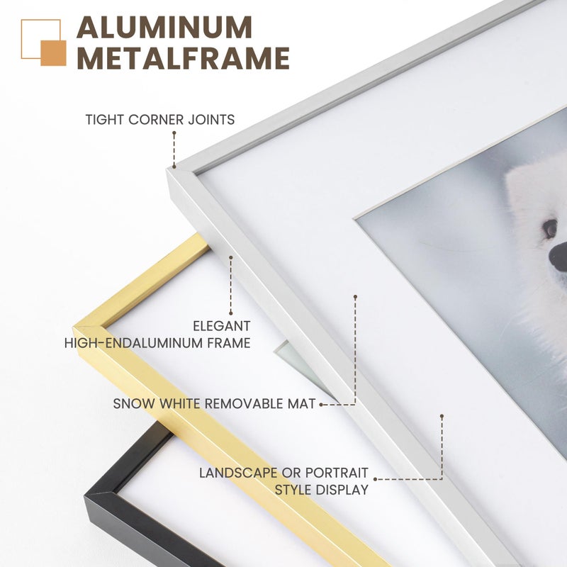 Heimlove Metal Picture Frame - ترقية إطارات صور الألومنيوم 5x7 مع حصيرة أو 8 × 10 بدون حصيرة للعرض العلوي وربط الجدار الجدار الجدار المتضمن - (Silver 1 Pack) - Image 4