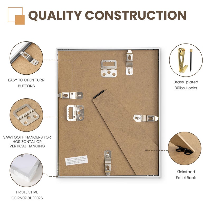 Heimlove Metal Picture Frame - ترقية إطارات صور الألومنيوم 5x7 مع حصيرة أو 8 × 10 بدون حصيرة للعرض العلوي وربط الجدار الجدار الجدار المتضمن - (Silver 1 Pack) - Image 3