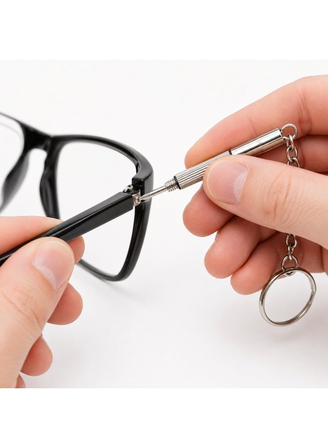 Mini Precision Keychain Screwdriver, Silver Double-Ended Phillips and Flathead Repair Tool with Ribbed Grip and Removable Cap for Eyeglasses and Watches - Image 5