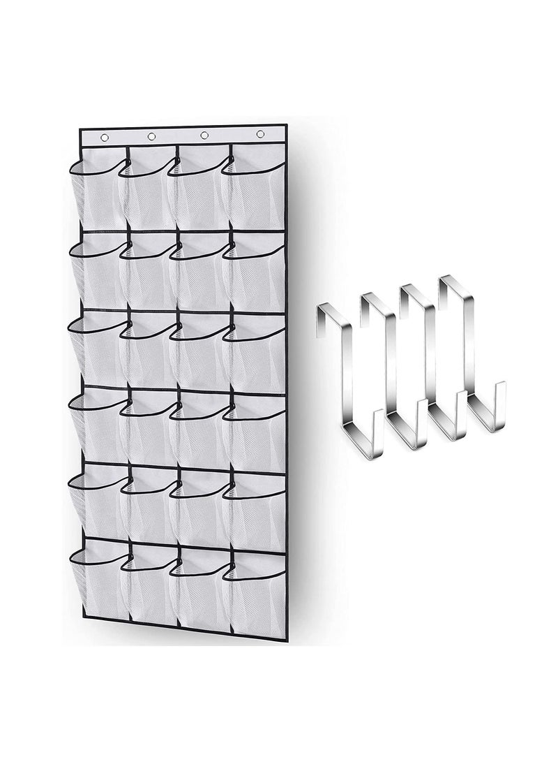 FASHION HOME 24 Large Pockets Over The Door Shoe Organizer Hanging Shoe Rack Behind Closet Holder Hanger  - Image 2