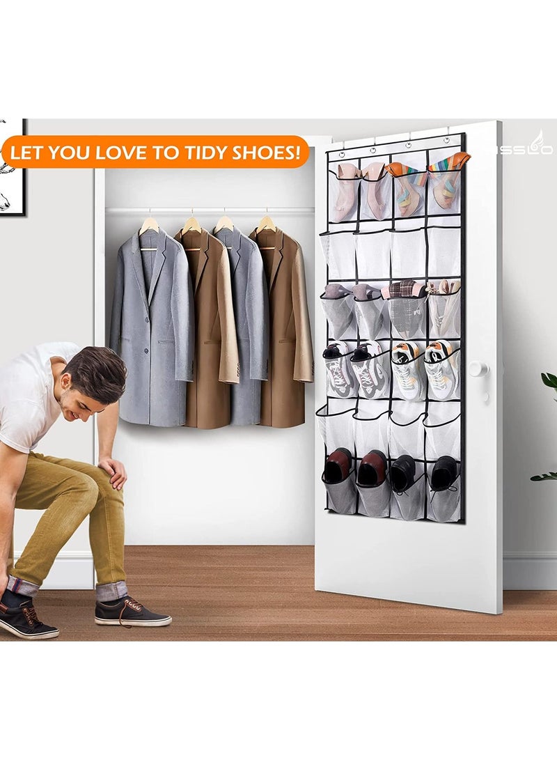 FASHION HOME 24 Large Pockets Over The Door Shoe Organizer Hanging Shoe Rack Behind Closet Holder Hanger  - Image 4