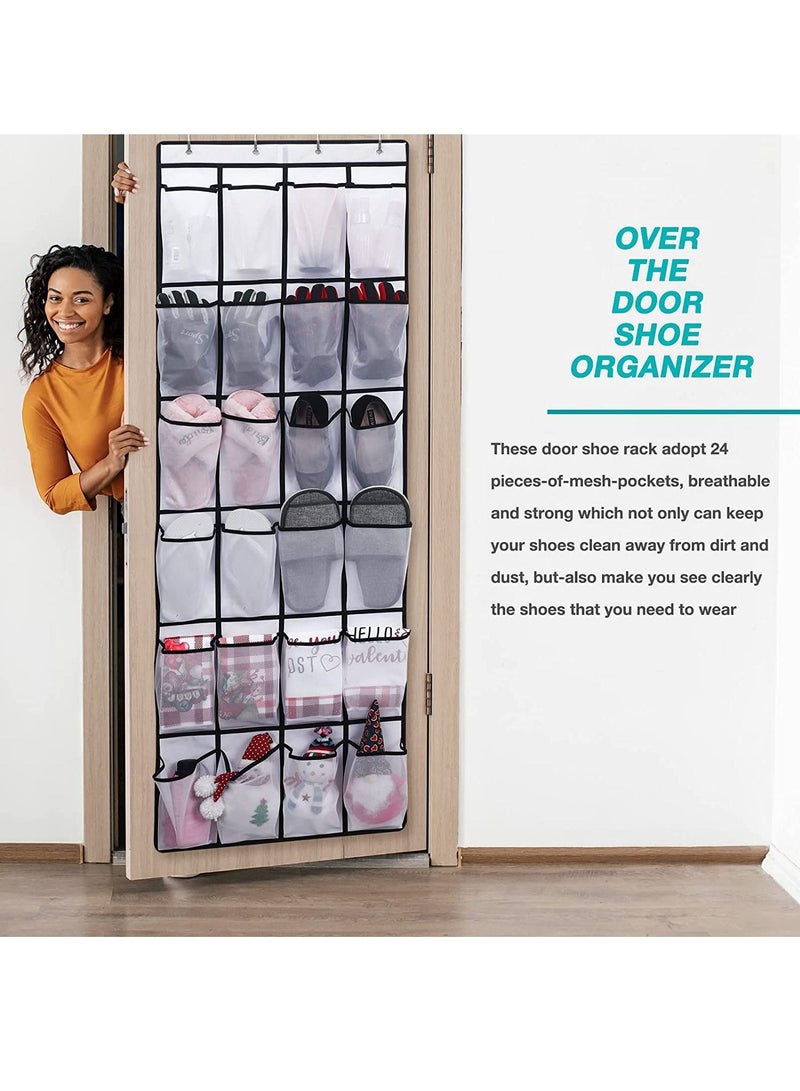 FASHION HOME 24 Large Pockets Over The Door Shoe Organizer Hanging Shoe Rack Behind Closet Holder Hanger  - Image 3