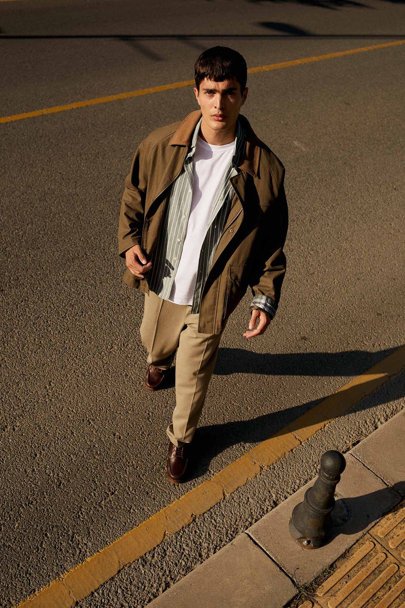 DeFacto Green Man Regular Fit Shirt Collar Lined Cotton Zippered Jacket Casual - Image 1