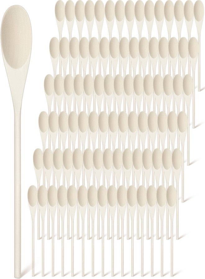 Maxcheck 100 Pcs 10 Inch Wooden Spoons - Oval Cooking & Serving Spoons for Kitchen, Baking, Stirring, Eating & Tasting - Image 1