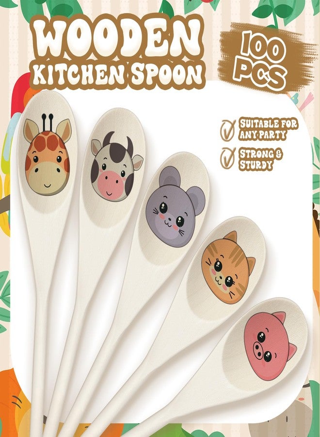 Maxcheck 100 Pcs 10 Inch Wooden Spoons - Oval Cooking & Serving Spoons for Kitchen, Baking, Stirring, Eating & Tasting - Image 3