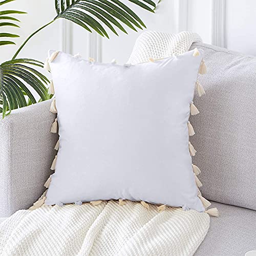 CottonFry Boho Decorative Throw Pillow/Cushion Covers with Tassels for Couch Bed Sofa Soft Velvet Cushion Covers - Image 2