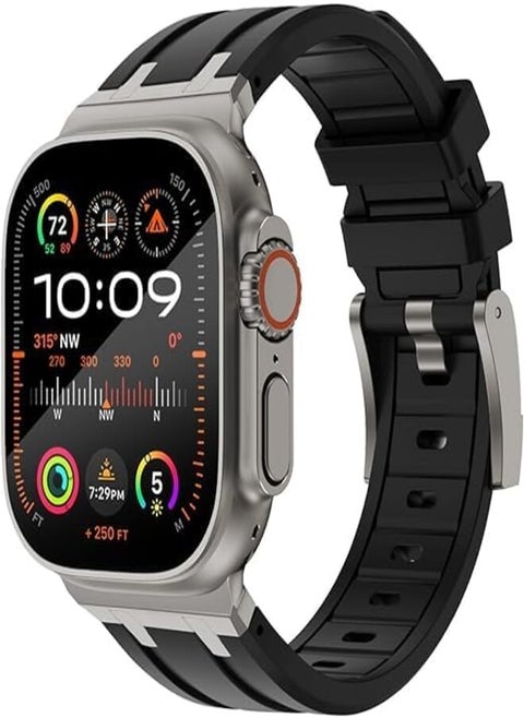 Dado Liquid Silicone Rubber Bands Compatible with Apple Watch Series Ultra 2 | 9 | 8 Ultra | 8 | 7 | 6 | 5 49/45/44/42 mm, Luxury Rubber Strap with Stainless Steel Adapter