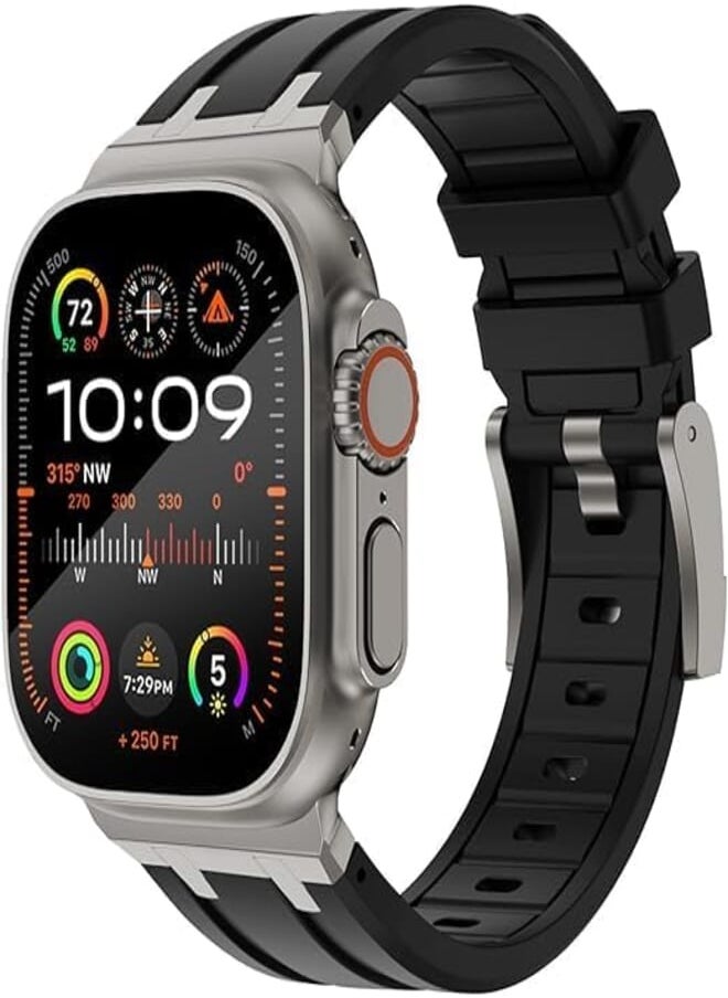 Dado - Dado Liquid Silicone Rubber Bands Compatible with Apple Watch Series Ultra 2 | 9 | 8 Ultra | 8 | 7 | 6 | 5 49/45/44/42 mm, Luxury Rubber Strap with Stainless Steel Adapter - Image 1