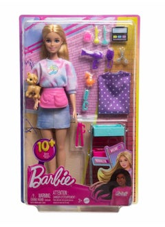 Barbie BARBIE ظMALIBUخ STYLIST DOLL & 14 ACCESSORIES PLAYSET, HAIR & MAKEUP THEME WITH PUPPY & STYLING CART 