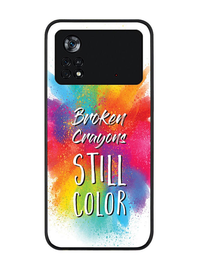 Stylizedd Rugged Black edge case for Poco M4 Pro 4G Slim fit Soft Case Flexible Rubber Edges Anti Drop TPU Gel Thin Cover -  Broken Colors - Image 1