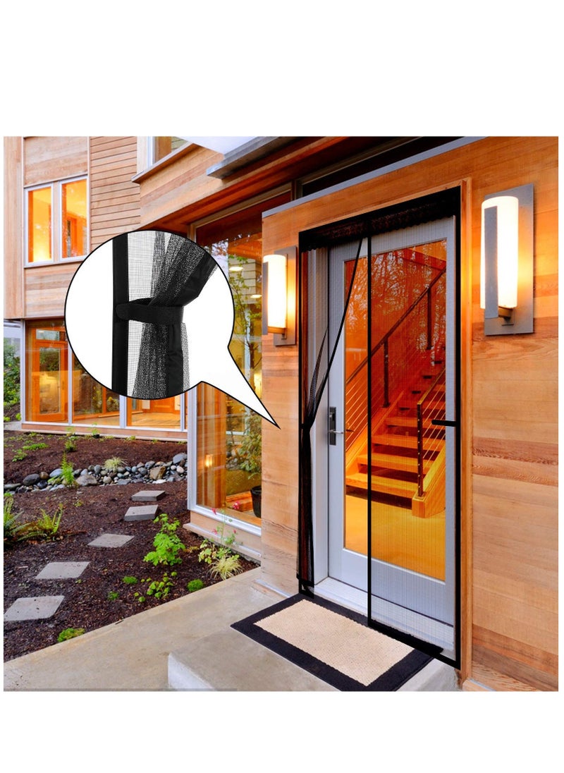 Magnetic Screen Door, Anti Mosquito Mesh Fly Curtain, Magnetic Top-to-Bottom Seal Snaps Shuts Automatically, Keep Fresh Air in & Bugs Out (100x200CM,Black)  - Image 5
