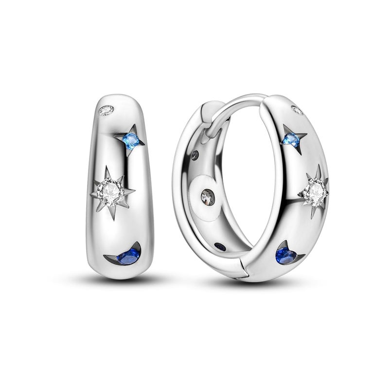 NARMO 925 Sterling Silver Hoop Earrings for Women Sun Moon and Star Hoop Earrings Small Earrings - Image 1