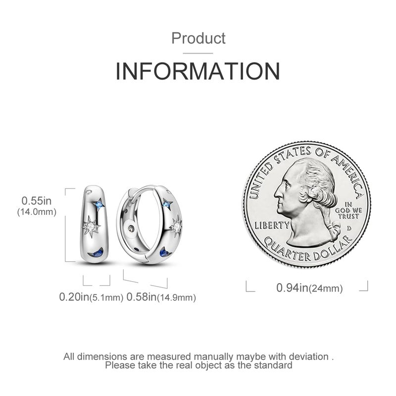 NARMO 925 Sterling Silver Hoop Earrings for Women Sun Moon and Star Hoop Earrings Small Earrings - Image 3