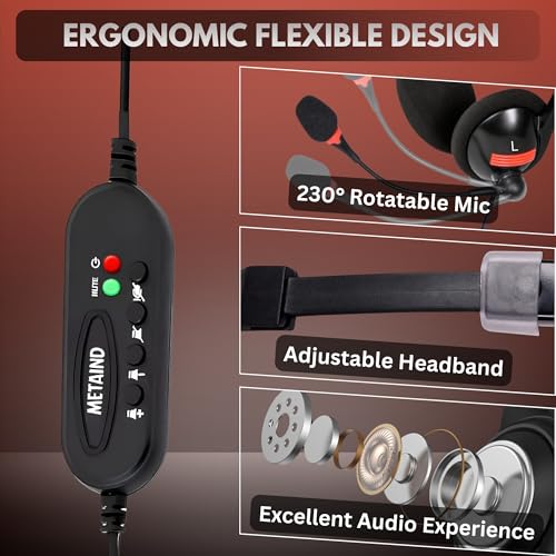 Metaind USB Headphone with Noise-Canceling Mic | Ideal for Teams, Zoom, Office & Call Center Use | Comfortable Wired Headset for PC & Laptop | Model: Meta_MT440 (Black) - Image 3