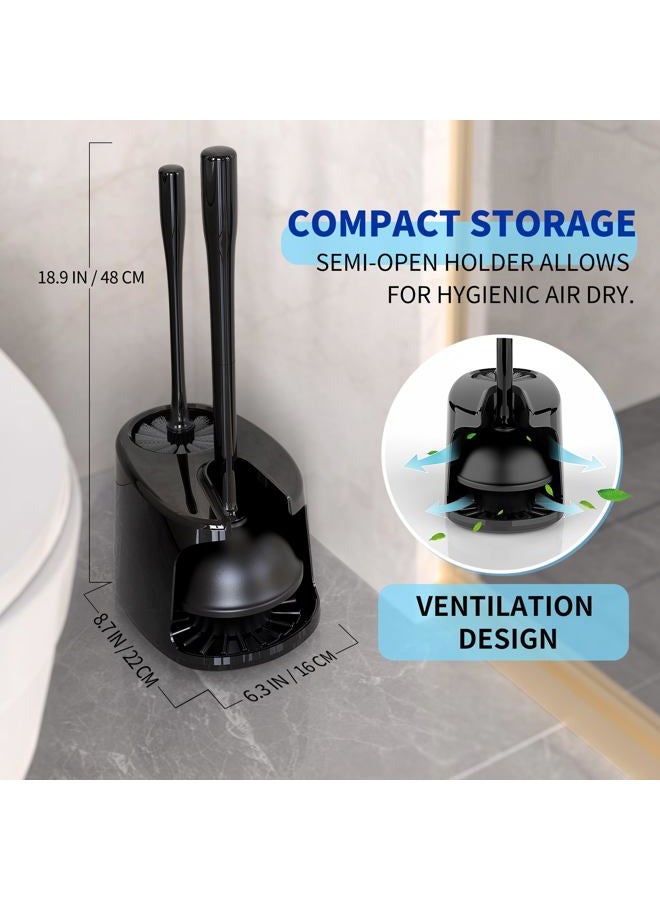 Mr Siga Toilet Plunger and Bowl Brush with Holder, Heavy Duty Toilet Brush and Plunger Set for Bathroom Cleaning, Black, 1 Set - Image 3