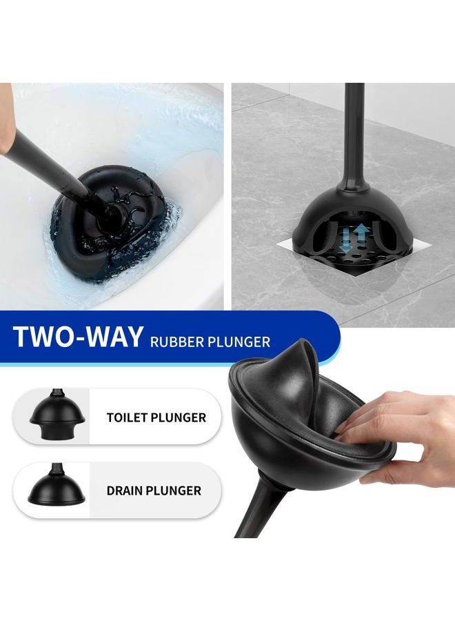 Mr Siga Toilet Plunger and Bowl Brush with Holder, Heavy Duty Toilet Brush and Plunger Set for Bathroom Cleaning, Black, 1 Set - Image 5