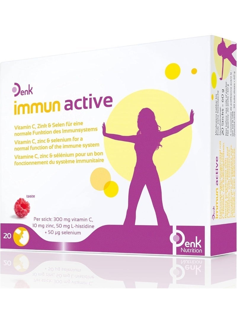 DENK Immun Active Think: Dietary Supplement with Vitamin C, Zinc, Selenium and L-Histidine to Support Immune Repellent - 20 Sticks - Image 1