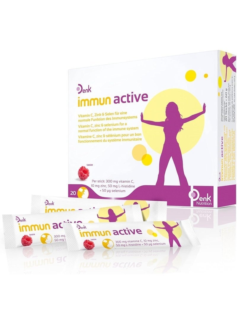 DENK Immun Active Think: Dietary Supplement with Vitamin C, Zinc, Selenium and L-Histidine to Support Immune Repellent - 20 Sticks - Image 2