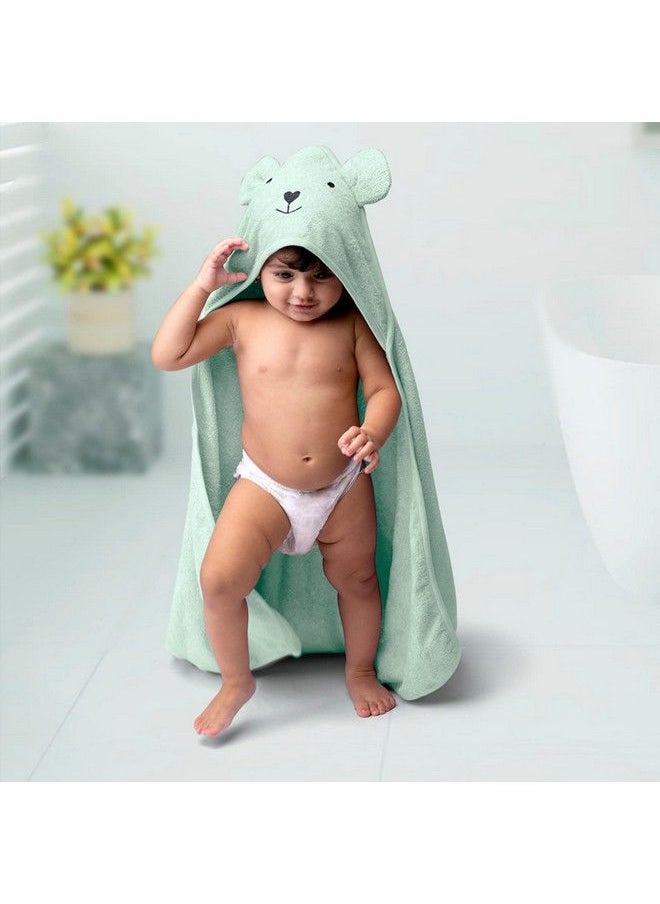 THEONI - Hooded Bamboo Towel ; Cotton Towel For Kids ; 400 Gms 85X85 Cm ; Pack Of 1Green Colour Newborninfants And Toddlersuitable For Baby Gifts (Mint Green Green) - Image 1