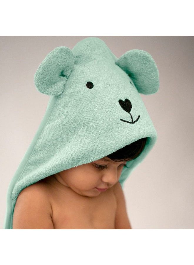 THEONI - Hooded Bamboo Towel ; Cotton Towel For Kids ; 400 Gms 85X85 Cm ; Pack Of 1Green Colour Newborninfants And Toddlersuitable For Baby Gifts (Mint Green Green) - Image 1