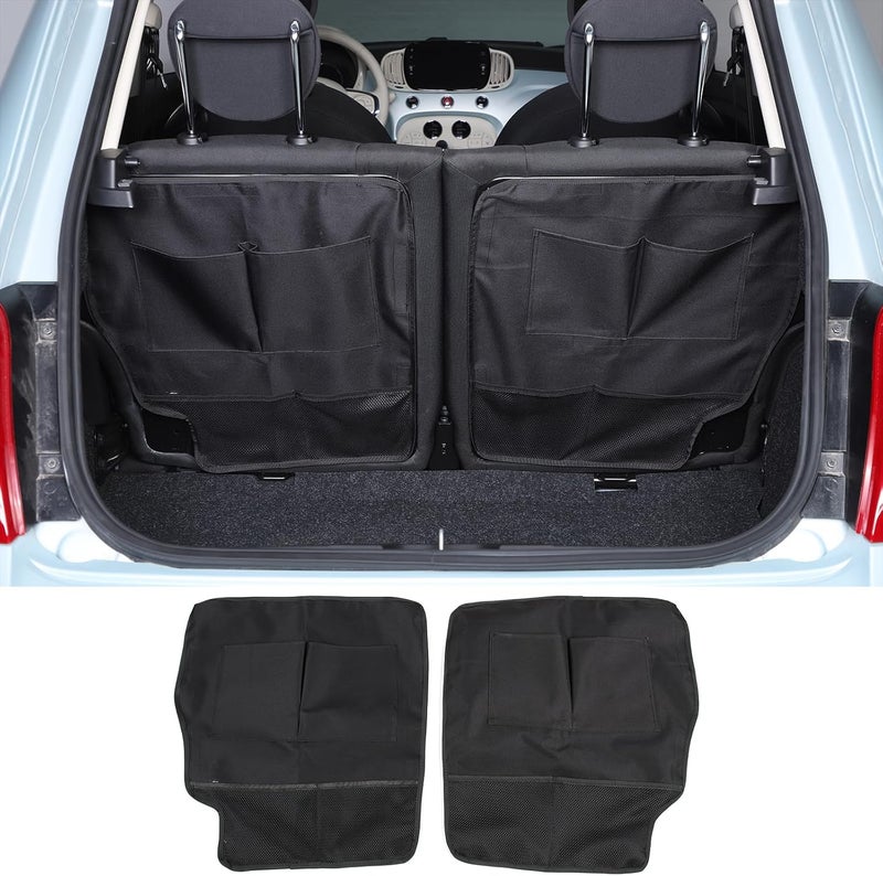 METYOUCAR Car Boot Organiser for Fiat 500 (2016-2025) - Multi-Pocket Foldable Storage Cargo Net (2PC/Black) - Image 4