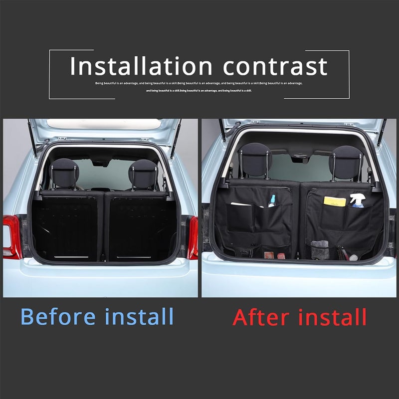 METYOUCAR Car Boot Organiser for Fiat 500 (2016-2025) - Multi-Pocket Foldable Storage Cargo Net (2PC/Black) - Image 3