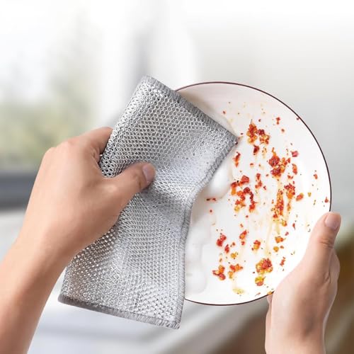 FRYIO Stainless Steel Scrubber Pack of 15 – Non-Scratch Kitchen Scrubber for Utensils, Pots & Pans | Reusable Wire Dish Cloth for Dishwashing, Sink & Kitchen Cleaning - Image 4
