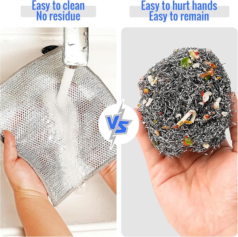 FRYIO Stainless Steel Scrubber Pack of 15 – Non-Scratch Kitchen Scrubber for Utensils, Pots & Pans | Reusable Wire Dish Cloth for Dishwashing, Sink & Kitchen Cleaning - Image 3