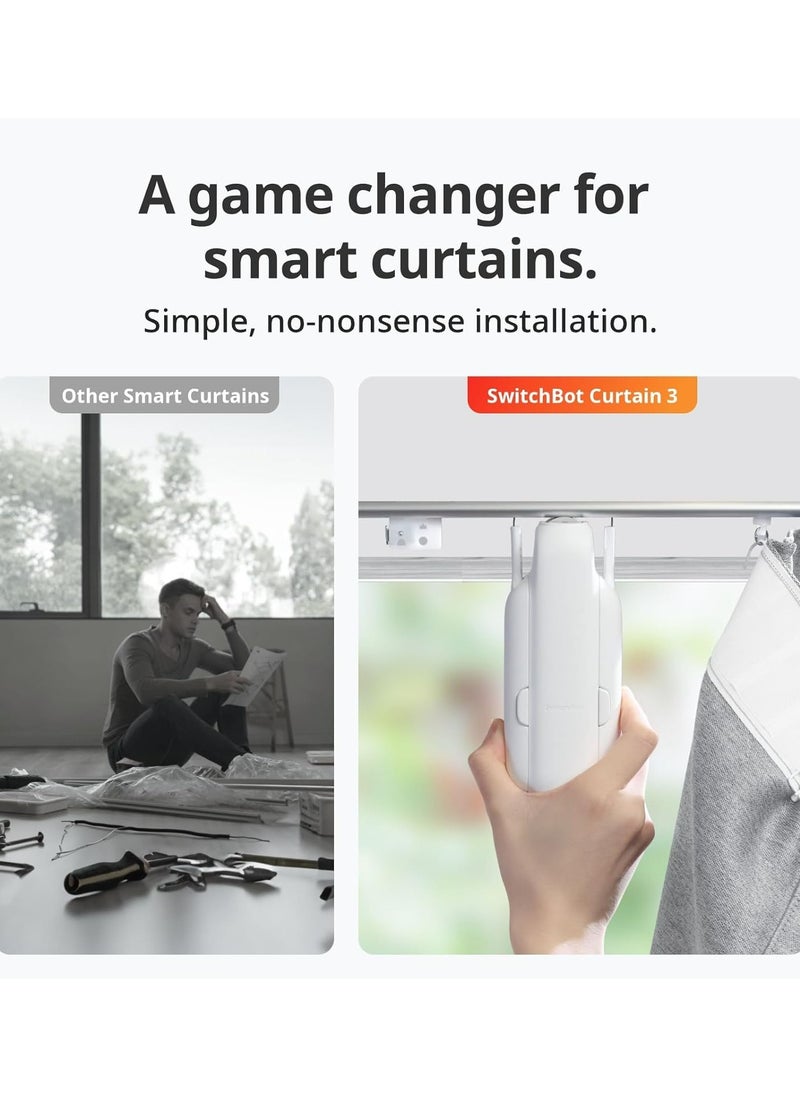 SwitchBot SwitchBot Curtain 3 U Rail- Smart Automatic Curtain Opener - Bluetooth Remote Control with App/Timer, Upgraded High Performance Motor, Compatible with Voice Assistant  - Image 5