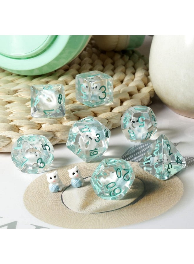 DNDND Ice Dice Dnd, Dndnd 7Pcs Resin D&D Dice With Velvet Bag For Dungeons And Dragons Role Playing Games And Tabletop Games（Cat - Image 5