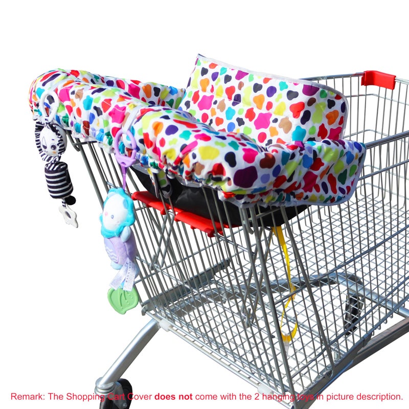 XiOiOiX 2 in 1 Shopping Cart Cover&High Chair Cover for Restaurant Seat, Grocery Cart Cover for Baby Infant Toddler Girl/Boy Reversible, Machine Washable (Colorful) - Image 2