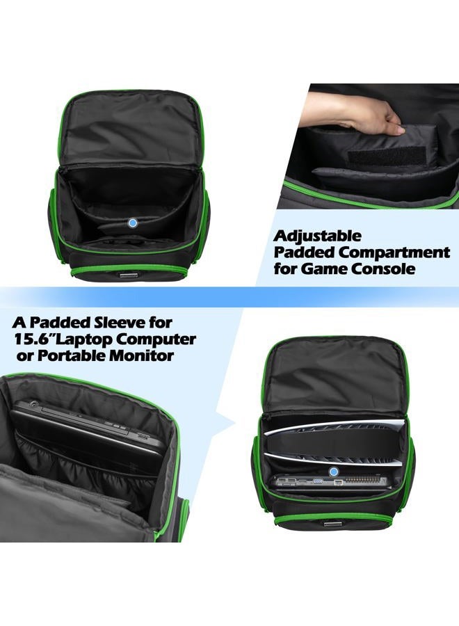 Trunab Gaming Console Backpack Compatible With Ps5/Ps4/Ps4 Pro/Ps4 Slim/Xbox One/Xbox One X/Xbox S, Travel Carrying Bag Multiple Pockets For 15.6” Laptop And Accessories - Image 3