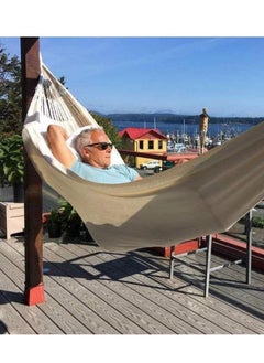 Mmmon Garden Hammock,Portable Double Classic Canvas Hammock,Portable Hammock With Travel Bag,Perfect For Camping Indoor Patio Backyard,200x150CM(Beige)  - Image 1