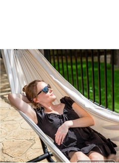 Mmmon Garden Hammock,Portable Double Classic Canvas Hammock,Portable Hammock With Travel Bag,Perfect For Camping Indoor Patio Backyard,200x150CM(Beige)  - Image 3