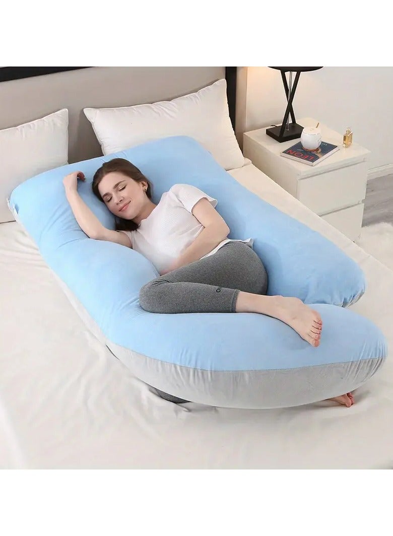 Pregnancy Pillow Crystal Velvet J Maternity Pillow Nursing Pillow, Supports The Abdomen, Legs and Waist, with Removable Cover for Easy Cleaning - Grey - Image 4