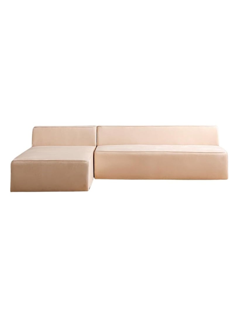 Karnak Milan Modern L-Shaped Sectional Sofa, Dark Beige Velvet, Right Chaise Orientation, Space-Saving Design with Interchangeable Chaise - Image 4