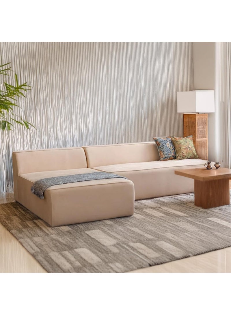 Karnak Milan Modern L-Shaped Sectional Sofa, Dark Beige Velvet, Right Chaise Orientation, Space-Saving Design with Interchangeable Chaise - Image 2
