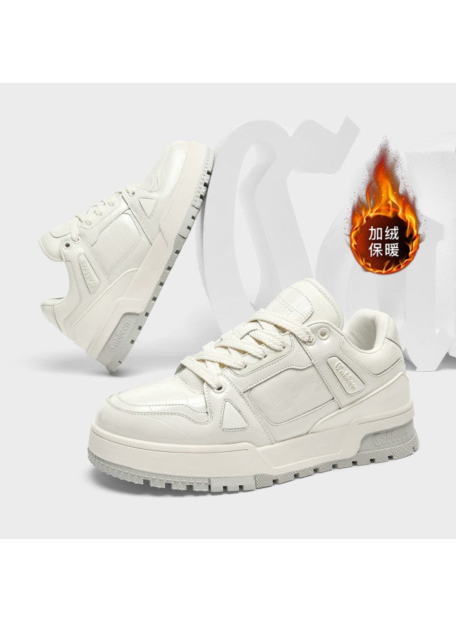 Cabbeen Men's Shoes Autumn And Winter New Trend Original Round Toe Lace-up Sneakers Deconstruction Style Plaid Casual Shoes Fleece Warm Cotton Shoes Men - Image 2
