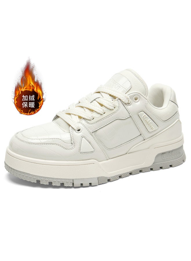 Cabbeen Men's Shoes Autumn And Winter New Trend Original Round Toe Lace-up Sneakers Deconstruction Style Plaid Casual Shoes Fleece Warm Cotton Shoes Men - Image 4