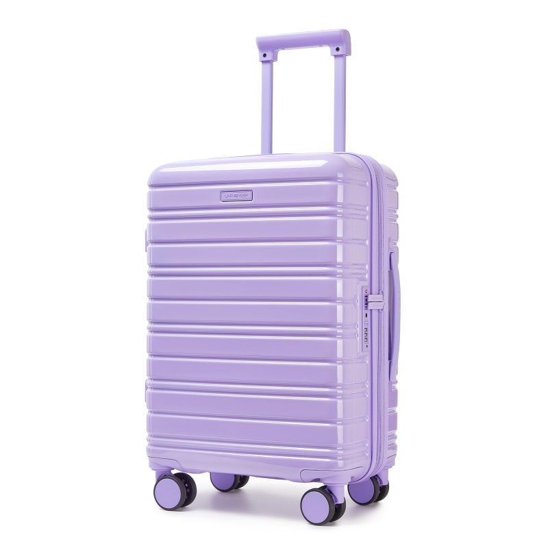 LARVENDER Carry On Luggage 22x14x9 Airline Approved, 20 Inch Expandable PC+ABS Hardside Suitcase Carry On Luggage with Spinner Wheels TSA Lock for Women Men (Lavender) - Image 1